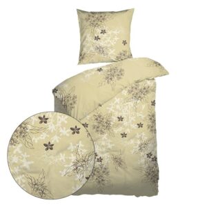 Sengesett 140x200/60x63 cm - økologisk - Flower - Gul - Bomullssateng