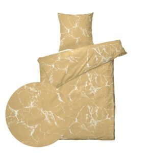 Sengesett 140x200/60x63 cm - Marmor Mustard Yellow - bomullssateng