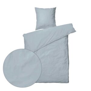 Sengesett 140x200/60x63 cm - Stonewash - Lyseblå