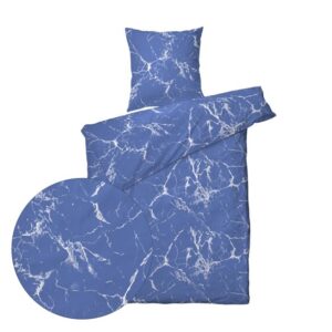 Sengesett 140x220/60x63 cm - Marineblå - bomullssateng