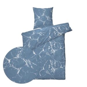 Sengesett 140x220/60x63 cm - Marmor Blue Mirage - bomullssateng