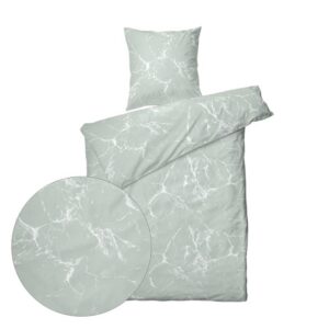 Sengesett 140x220/60x63 cm - Marmor Desent Sage Green- bomullssateng
