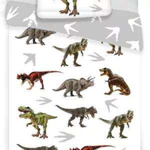 Dinosaur sengetøy - 100x140 cm - 2 i 1 design - 100% bomull