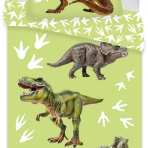 Dinosaur sengetøy - 100x140 cm - Dinosaurus - 2 i 1 design - 100% bomull