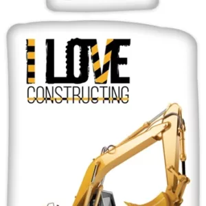 Gravemaskin sengetøy - 100x140 cm - Gravemaskin og store maskiner - 2 i 1 design - 100% bomull