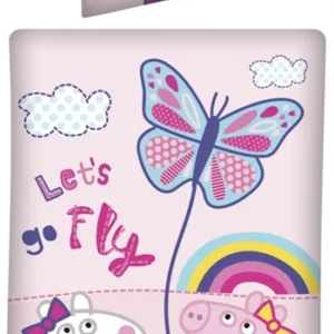 Gurli Gris juniorsengetøy - 100x140 cm - Gurli og Frida byttefly - 2 i 1 design - 100% bomull