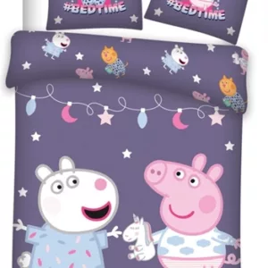 Gurli Pig junior sengetøy - 100x140 cm - Gurli gris og Frida sau - 2 i 1 design - 100% bomull