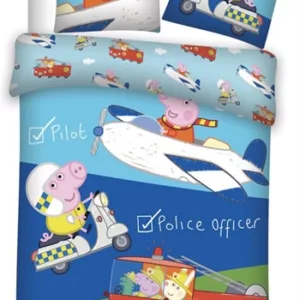 Gustav Gris juniorsengetøy - 100x140 cm - Gustav Gris ute og kører - 2 i 1 design - 100% bomull