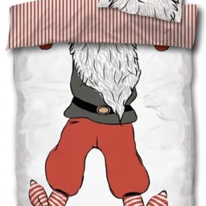 Julesengetøy - 100x140 cm - Julesengetøy med julenisse - 2 i 1 design - 100% bomull