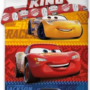 Junior sengetøy - 100x140 cm - Cars junior sengesett - 2 i 1 design - 100% bomull