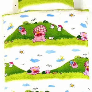 Junior sengetøy - 100x140 cm - Liten rosa gris - 100% bomull - Essenza