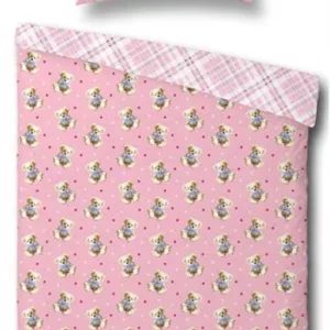 Junior Sengetøy - 100x140 cm - Teddybjørn print - 2 i 1 design - 100% bomull - Essenza