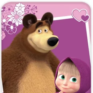 Juniorsengetøy - 100x140 cm - Masha og bjørnen - 2 i 1 design - 100% bomull