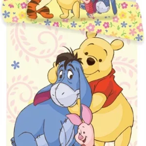 Ole Brumm sengetøy - 100x140 cm - sengesett med Ole brumm og venner - 2 i 1 design - 100% bomull