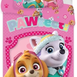 Paw Patrol sengetøy - 140x200 cm - Paw Patrol Everest og Skye - 2 i 1 design - 100% bomull