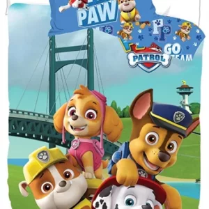 Paw Patrol Sengetøy - Go team paw - 140x200 cm - 2 i 1 sengesett - 100% bomull