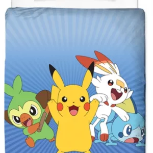 Pokemon sengetøy - 2022 design -140x200 cm - Pokemon sengesett - Catch 'em all - 2 i 1 design - 100 % bomull