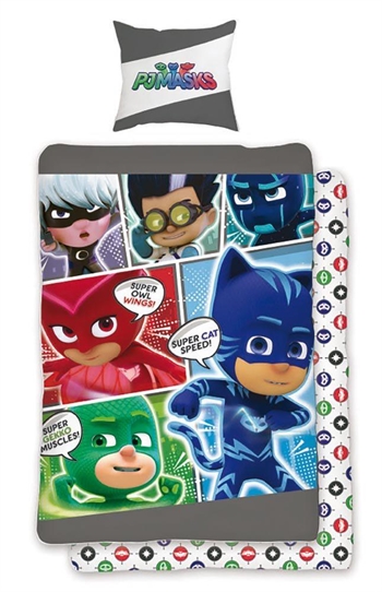 Pyjamas heroes sengetøy – 150×210 cm – PJ Masks sengesett – 2 i 1 design – 100% bomull