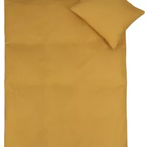 Sengetøy - 100x140 cm - bomullsateng - Stripet Karrigul