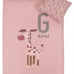 Sengetøy - 100x140 cm - Giraffe rosa - 100% bomull