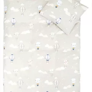 Sengetøy - 100x140 cm - Grått med ballonger - 100% organisk bomull