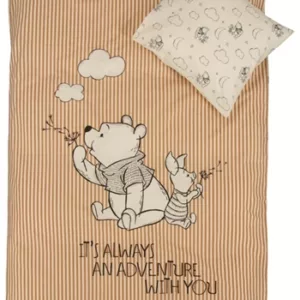 Sengetøy - 100x140 cm - Peter plys og Grisling - 2 i 1 design - 100 % bomull