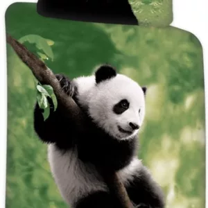 Sengetøy - 100x140 cm - Sengesett med panda - Sengetøy med dyr - 100% bomull