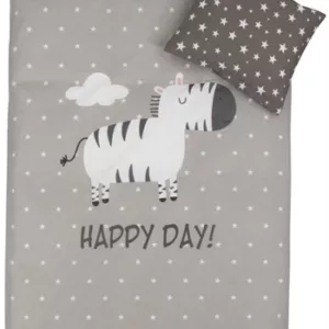 Sengetøy - 100x140 cm - Zebra Grey - 2 i 1 design - 100% bomull