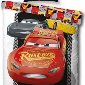 Sengetøy - 140x200 cm - Biler - 2 i 1 design - 100% bomull