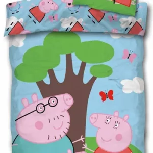 Sengetøy barn - 100x140 cm - Peppa gris og familie - 100% bomull