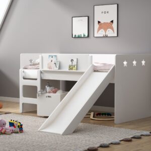 Sweet Dream halvhøy seng med sklie og lekekasse 90×200