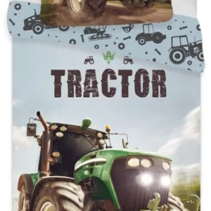 Traktorsengetøy - 100x140 cm - Traktorsengesett med lysende lys - 2 i 1 design - 100% bomull