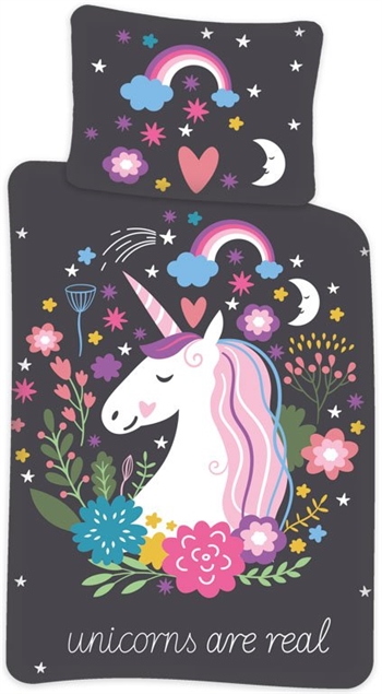Unicorn Sengetøy – 150×210 cm – 100% bomull – Glow in the dark – Unicorn