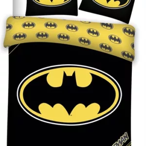 Batman sengetøy - 140x200 cm - Sengesett med stor logo - 2 i 1 design - 100% bomull