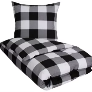 Flanell sengesett - 200x200 cm - Check black - 100% bomullsflanell - By Night
