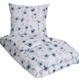 Flanell sengesett - 200x200 cm - Flower Blue - 100% bomullsflanell - By Night