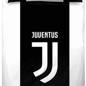 Fotballsengetøy - 140x200 cm - Juventus sengesett - 2 i 1 design - 100% bomull