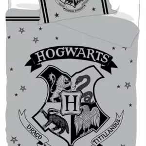 Harry Potter Sengetøy - 140x200 cm - Harry Potter sengesett med Hogwarts - 2 i 1 design - 100% bomull