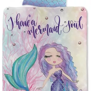 Havfrue sengetøy - 140x200 cm - Sengesett med havfrue - 2 i 1 design - 100% bomull