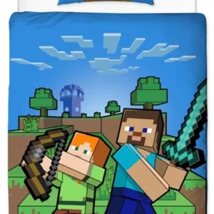 Minecraft sengetøy - 150x210 cm - Minecraft Boom - 2 i 1 design - 100 % bomull