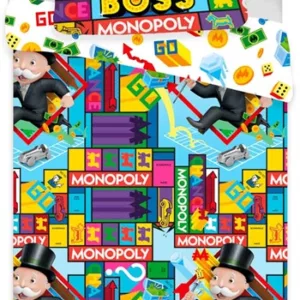 Monopol sengetøy - 140x200 cm - Sengesett med det berømte brettspillet - 100% bomull