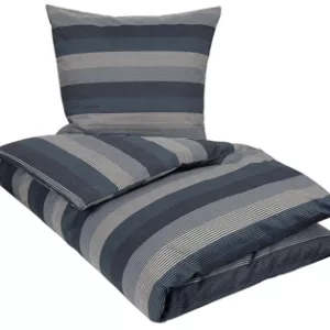 Sateng sengesett - 100% Bomullssateng - Big stripes blue - 150x210 cm