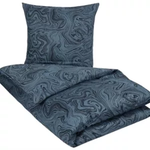 Sateng sengesett - 100% Bomullssateng - Marble dark blue - 150x210 cm