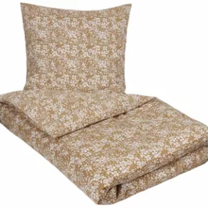 Sateng sengesett - 140x200 cm - 100% Bomullssateng - Small flowers golden
