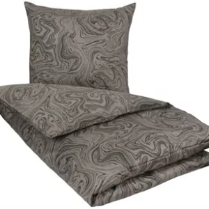Sateng sengesett - 140x220 cm - 100% Bomullssateng - Marble dark grey