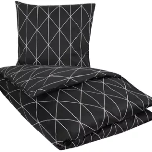 Sateng sengesett - 140x220 cm - Graphic harlekin svart - 100% Bomullssateng