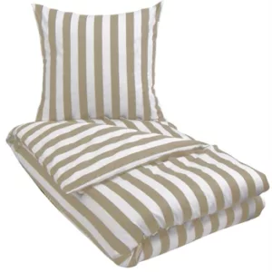 Sateng sengesett - 150x210 cm - 100% Bomullssateng - Nordic Stripe Sand