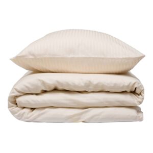 Sengesett 200x200/2x60x63 cm - Smal stripete creme - Bomullssateng