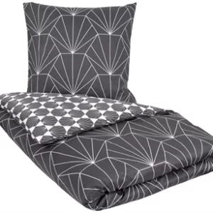 Sengesett 240x220 - Kingsize sengetøy - 100% Bomullssateng - Hexagon grå