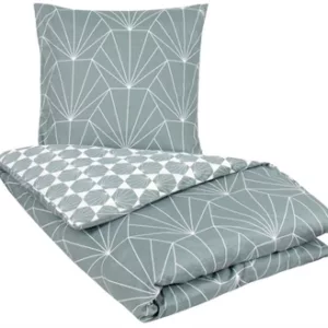 Sengesett 240x220 - Kingsize sengetøy - 100% Bomullssateng - Hexagon grønn